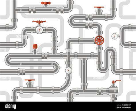 Water Pipes System Metal Pipelines Construction Pattern Industry