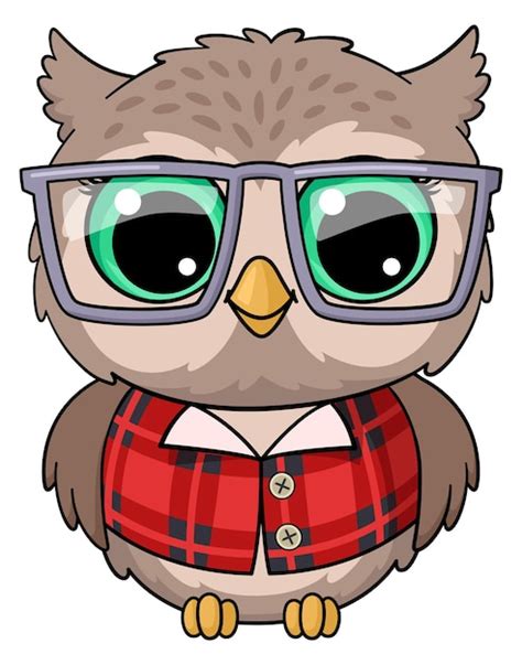 Premium Vector Wise Owl Cartoon Character Old Bird In Glasses