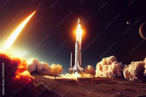 Unsuccessful launch of the space shuttle and explosion. Failed rocket ...