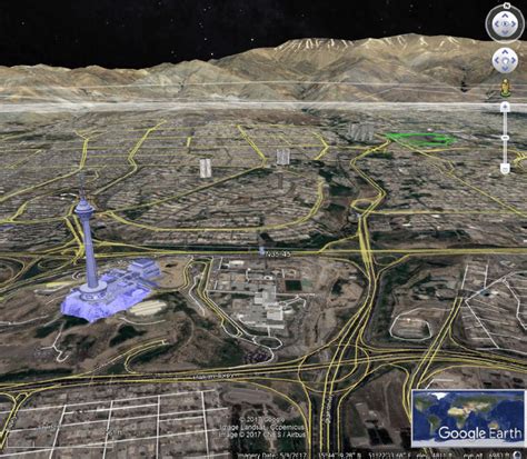 3D building model superimposed on satellite imagery by Google Earth ...