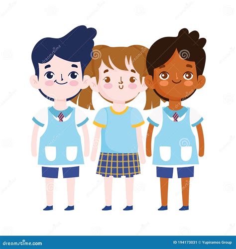 Set Of Characters Elementary Schoolchild, School Students On A White ...