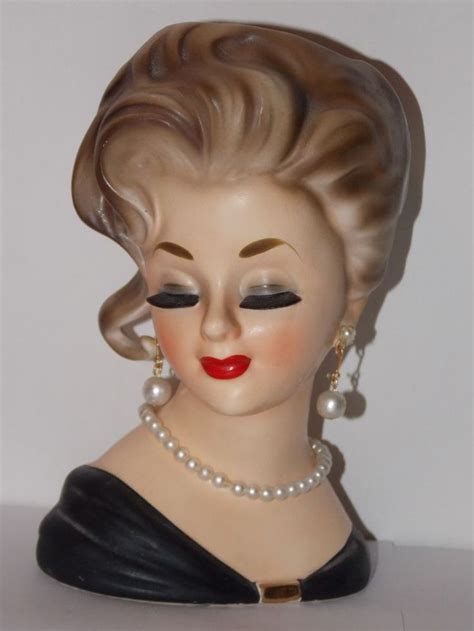 VINTAGE INARCO 6 LADY HEAD VASE BLACK DRESS PEARLS E 1062 EBay