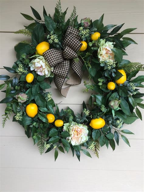 Lemon Leaf Wreath, Wreath With Lemons, Citrus Wreath - Etsy