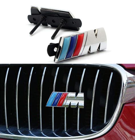 M Front Grille Emblem 3D Metal Power Car Chrome Badge Fashion Logo For