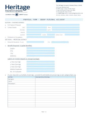 Fillable Online Proposal Form Group Personal Accident Fax Email Print