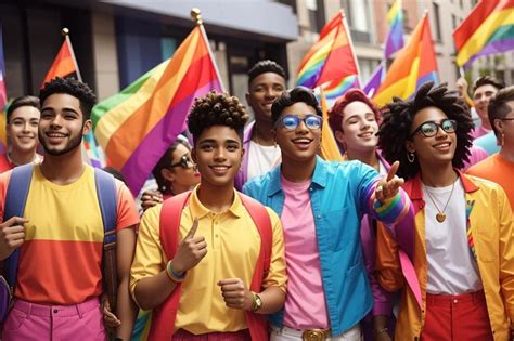 Premium Photo Diverse Lgbtq Friends Wearing Colorful Clothes Smiling