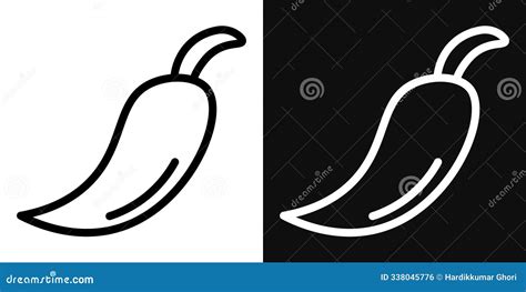 Chilli Icon Set Spicy Pepper Hot Vector Symbol In A Black Filled And Outlined Style Fiery