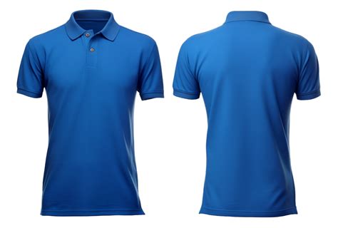 Plain Blue Polo T Shirt Mockup Design Front And Back Views Isolated