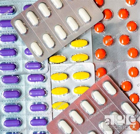 Pile Of Colorful Tablet Pills In Blister Packs Global Healthcare