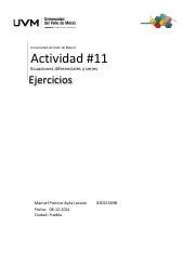 A11 MPAZ pdf Universidad del Valle de México Actividad 11 Ecuaciones