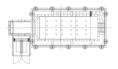 Top View Of The Factory With Structural Details In Autocad 2d Drawing