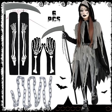 Nckihrkk Pcs Deguisement Faucheur Pour Enfant Halloween Faucheuse