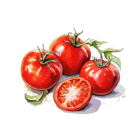 Premium Vector Tomatoes On White Background Hand Drawn Illustration