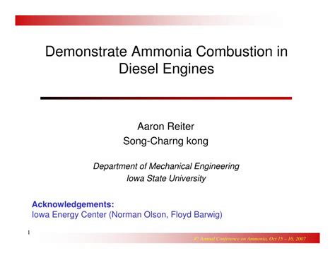 Pdf Nh3 Demonstrate Ammonia Combustion In Diesel Engines • Motivation