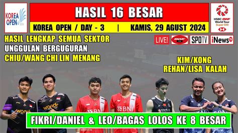 Hasil Lengkap 16 Besar Korea Open 2024 Hari Ini FIKRI DANIEL LEO