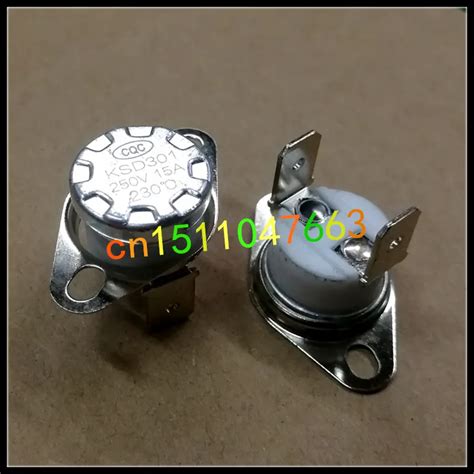 10PCS KSD301 230C 15A 250V Normal Close NC Ceramics Thermostat KSD301