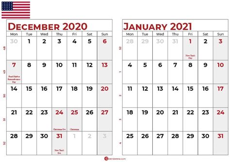 Download Free Calendar For December 2020 And January 2021