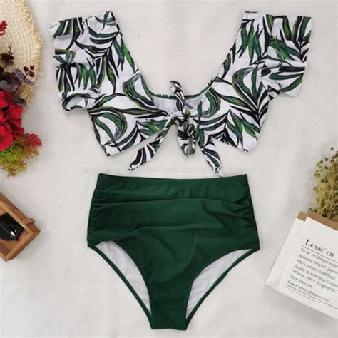 Buy Wholesale China Women Ruffle Bikinis Two Piece Swimsuit High Waisted Ruffled Mature Woman