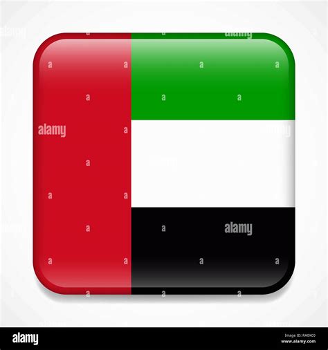 Flag Of The United Arab Emirates Square Glossy UAE Badge Stock Vector