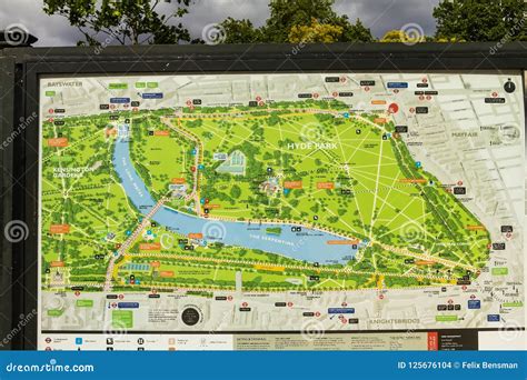 Hyde Park. London, UK map. editorial stock image. Image of place - 125676104