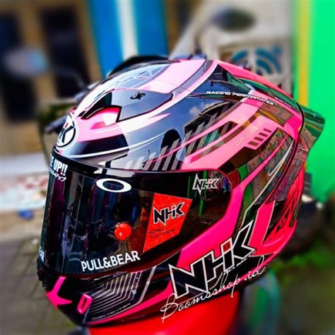 Jual PAKET GANTENG HELM NHK GP 1000 Plasma Pink Full Face Double