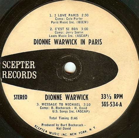 Dionne Warwick ‎– Dionne Warwick In Paris (7") - Hi-Fi Hits