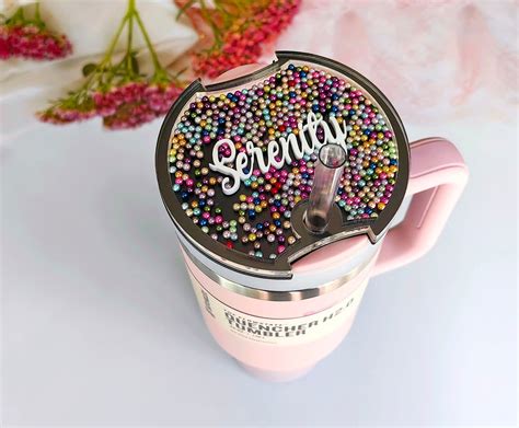 Stanley Tumbler With Our Colorful Pearl Tumbler Toppers Personalized