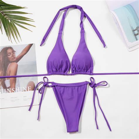 Sexy Triangle Soft Bag String High Cut Brazilian Bikini Swimsuit China Swimwear Sexy Bikini