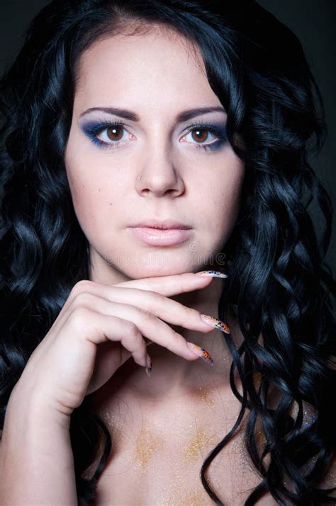 Pretty Brunette Girl With Amazing Long Hair Stock Photo Image Of