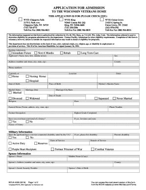 Fillable Online Dva State Wi WDVA 4000 Application For Admission To