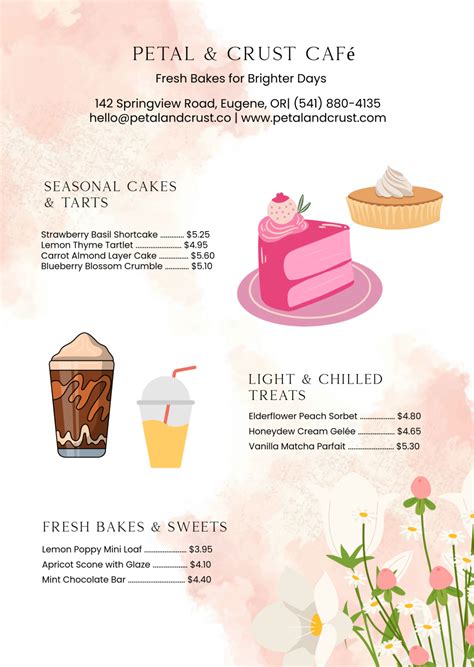 Free Spring Dessert Menu Template to Edit Online