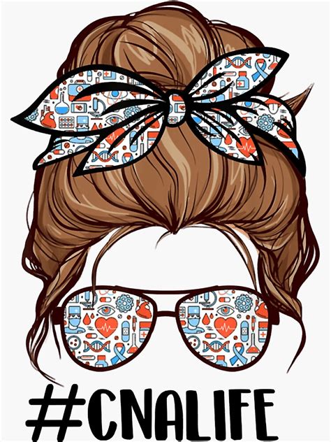 Messy Hair Woman Bun Cna Nurse Life Healthcare Essential Sticker By