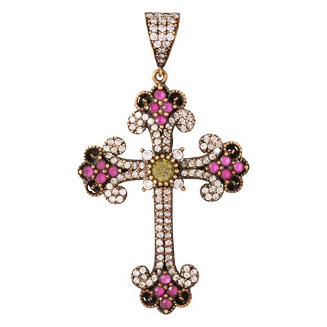 Antique Portuguese Garnet Cross Pendant at 1stDibs | portuguese cross