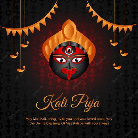 Premium Vector Indian Festival Kali Puja Poster With Abstract Background