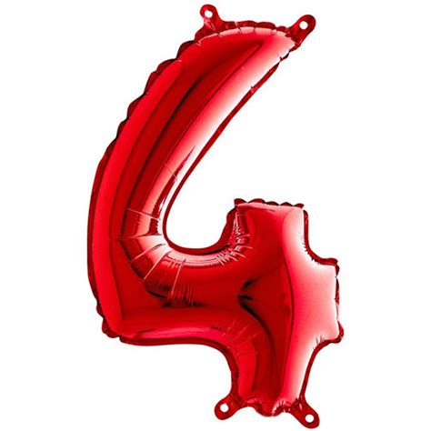 Red Number 4 Air Fill Foil Balloon 36cm 14 In Partyrama