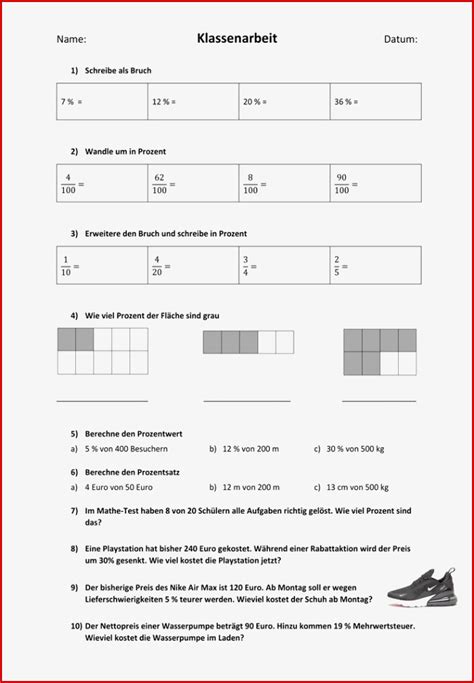 Fabelhaft Mathematik Prozentrechnung Arbeitsbl Tter Update