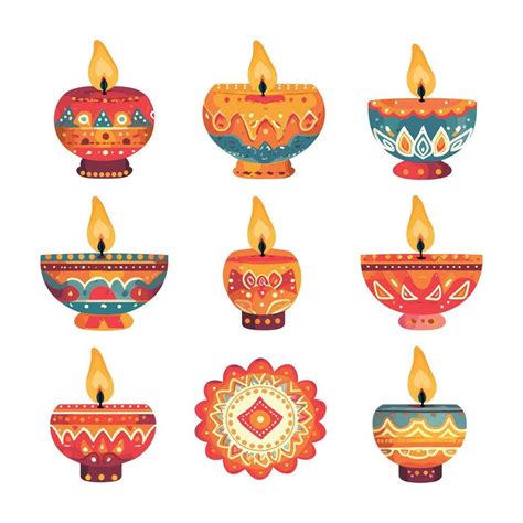 Happy Diwali oil lamp set design 25794274 Vector Art at Vecteezy