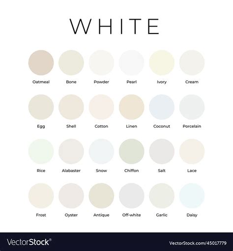 White Color Shades Swatches Palette with Names. Download a free preview ...