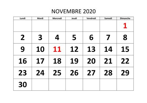 Calendrier Novembre Pdf The Imprimer Calendrier