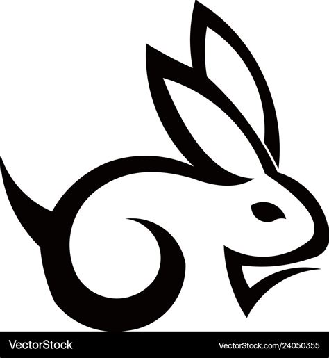 Animal rabbit one line art logo design Royalty Free Vector