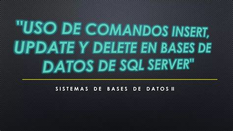 Uso De Comandos Insert Update Y Delete En Bases De Datos De Sql Server Ppt