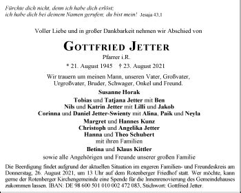 Traueranzeigen Von Gottfried Jetter Stuttgart Gedenkt De