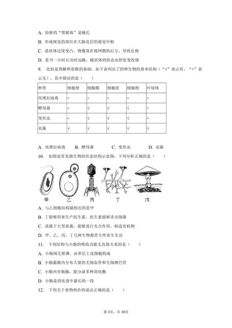 2023年山东省滨州市阳信县一模生物试卷（含解析） 21世纪教育网