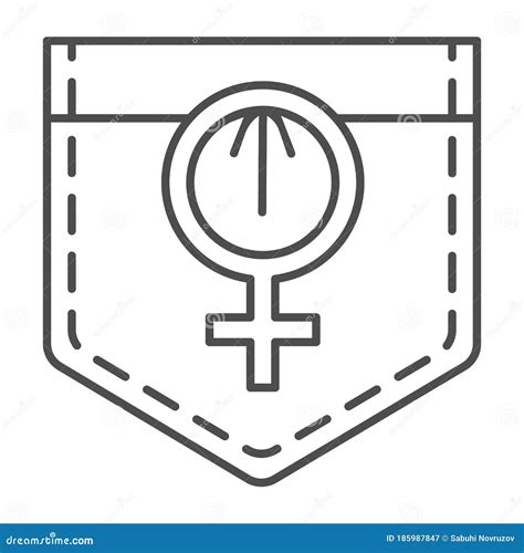Lesbian Sign On Pocket Thin Line Icon LGBT Concept Lesbian Symbol On White Background Female