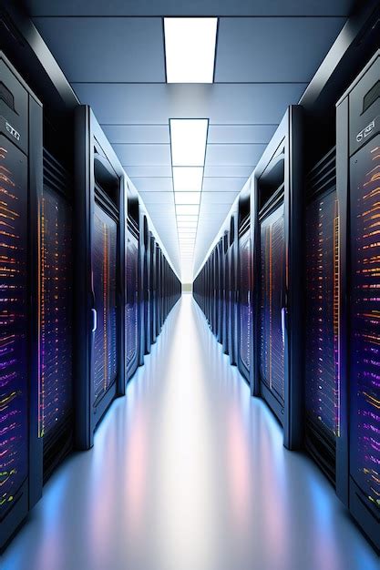 Premium AI Image | Shot of Corridor in Working Data Center Full of Rack ... 