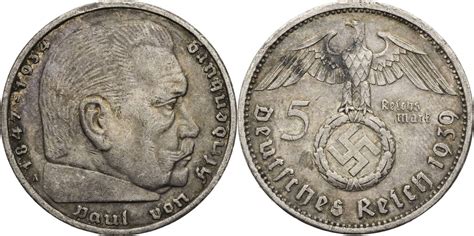 Drittes Reich Reichsmark A Hindenburg Kursm Nze Ss