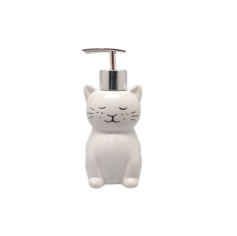 Kit Banheiro de Porcelana Gato 2pçs Loja Especializada em Decoração