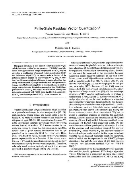 Pdf Finite State Residual Vector Quantization Dokumentips