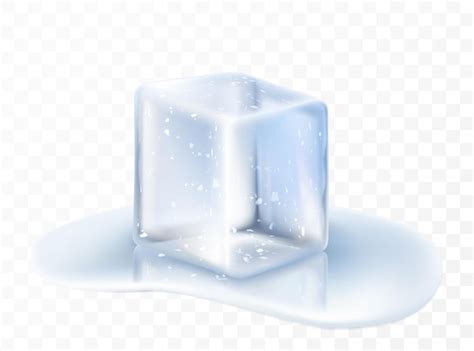 Cubo De Hielo Vectorial Azul Transparente Y Gotas De Agua Cubo De Hielo