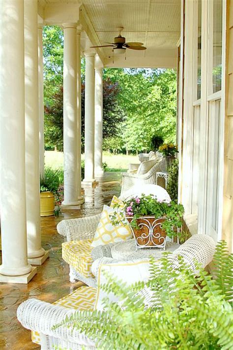 Cozy Front Porch With Pops Of Yellow Home Design And Interior